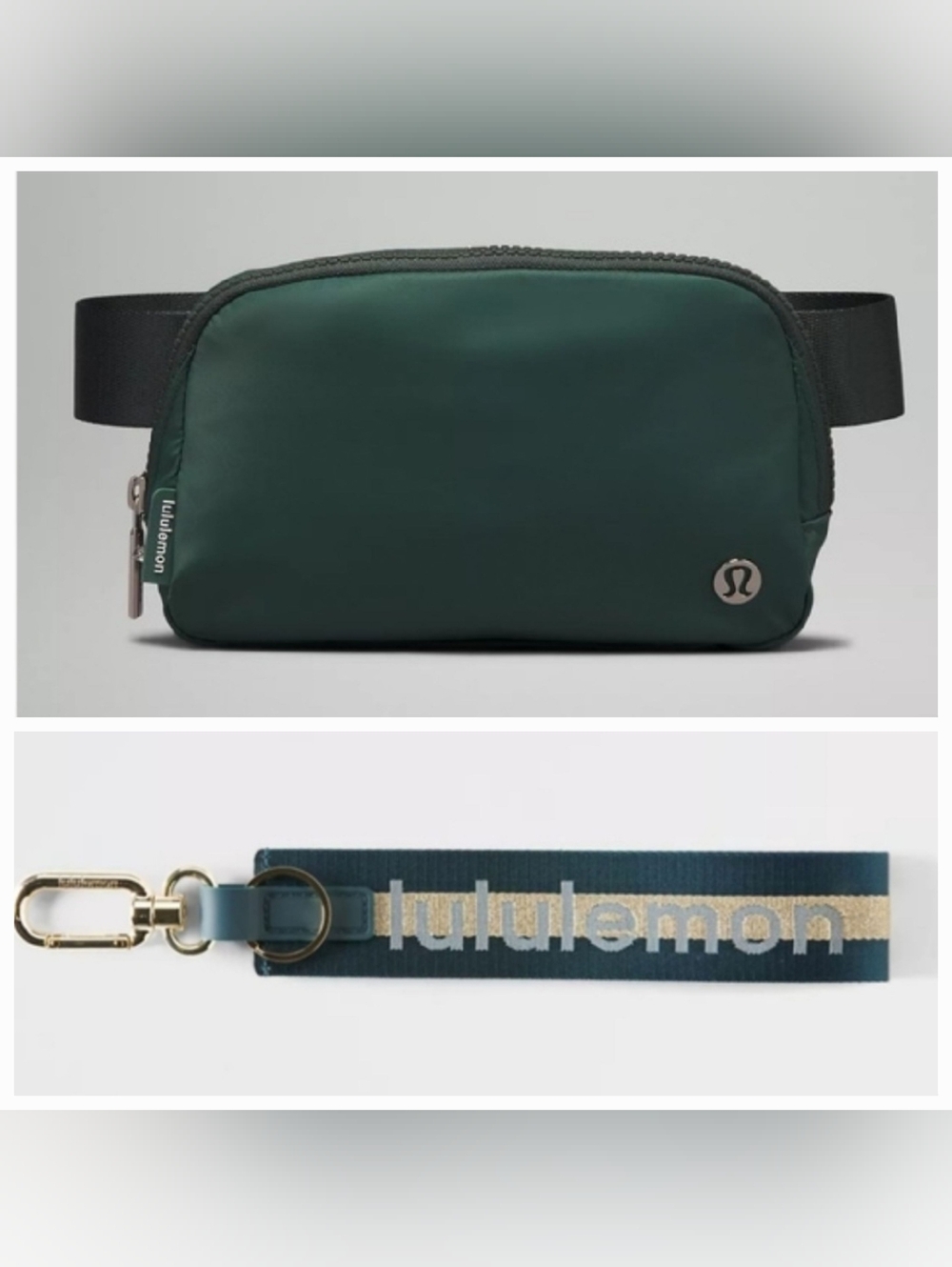 New Lululemon Everywhere Forest Belt Bag & Never Lost Warp Teal Keychain Bundle